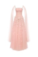 فستان من التول والحرير بزهور مطرزه يدويا من جوزفين