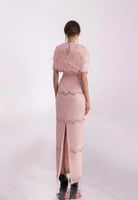 فستان من الميش والتفته الفاخره مزين بالاحجار باللو...