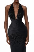 فستان سهره اسود مزين بالترتر