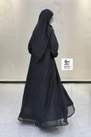 عبايه الهبه بقماش شيفون منقط لون أسود