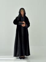 عبايه توق كلوش كامل قماش مخمل بتدخيل دانتيل