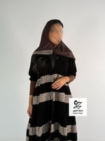 عبايه علاء كلوش طبقات بقماش مخمل كوري بني