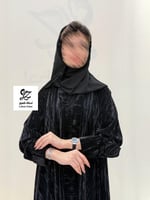 عبايه دبل كلوش بقماش مخمل كوري مكسر