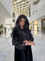 عبايه سمو بقماش مخمل كوري بتدخيل دانتيل مخمل مع كس...