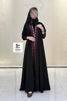 عبايه نيهال دبل كلوش بكم استرتش بتدخيل تطريز ناعم