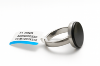 خاتم رجالي بفص دائري أسود – (مع علبته.