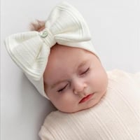 ربطة رأس أطفال قطنية بفيونكة وزر لؤلؤي - صناعة ترك...