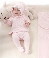 طقم مواليد بناتي 10 قطع - قطن طبيعي أبيض بياقة لؤل...