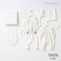 طقم مواليد بناتي 10 قطع - قطن مضلع أبيض بياقة دانت...