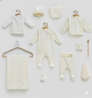 طقم مواليد 11 قطعة ابيض بنقوش ارنب وبطانية قطنية ل...