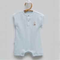 بربتوز مواليد قطني سماوي بدون أكمام بنقشة مخرمة ور...