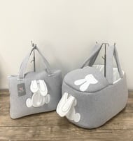 طقم مواليد 2 قطعة سرير محمول وحقيبة حفاضات بتصميم...