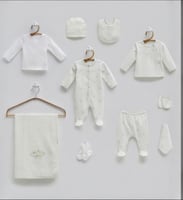 طقم استقبال مولود قطني 10 قطع ببطانية فاخرة - صناع...