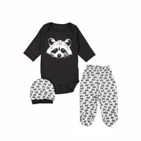 بجامة أطفال قطنية 3 قطع - تصميم "الراكون" الظريف (...