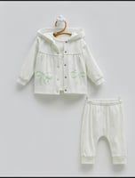 طقم شتوي 3 قطع قطن بجاكيت وقبعة للمواليد - صناعة ت...