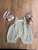 سالوبيت أطفال قطن بنقشة مربعات حمالات برباط وأزرار...