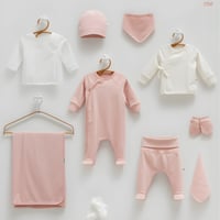 طقم استقبال مواليد 10 قطع بيج سادة ببنطلون و بربتو...