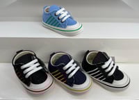 سنيكرز قماشي كاجوال أطفال دينيم بخطوط رياضية ملونة