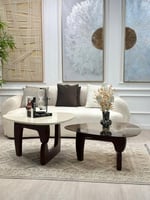 طاولتين قهوة سطح الطاولة الاولى بديل الرخام ترافنت...