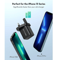 راف باور كومبو شاحن جداري بمنفذين بقوة 20W+كيبل تا...