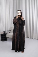 عباية دبل فيس بلاك بيري مع شيفون بني