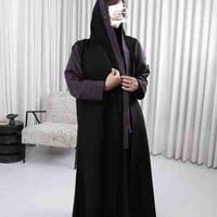 عباية كتان مع اكمام جاكار بنفسجي