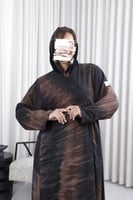 عباية دبل فيس بلاك بيري مع شيفون بني