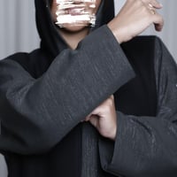 عباية كتان مع اكمام جاكار زيتي