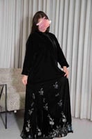 عباية مخمل اسود مطرز كامل