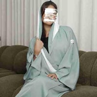 عباية بلاك بيري تركواز مع اكمام واسعه