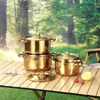 طقم أواني ذهبية من الفولاذ المقاوم للصدأ مكون من 4...