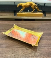 صحن حلا استيل ذهبي مستطيل