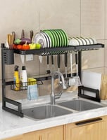 رف تجفيف الأطباق فوق الحوض، رف أطباق 85 سم لطاولة...