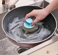 10حبة اداة تنظيف صوف ستيل بمقبض - كرة تنظيف سلكية...