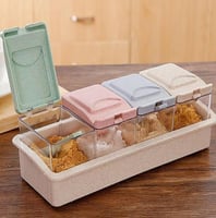 طقم علب توابل 4قطع مع استاند متعدد الالوان