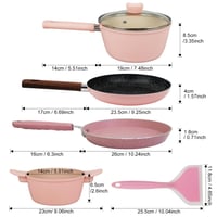 طقم أواني ومقالي مكون من 5 قطع مع وعاء مخزون 2.1QT...