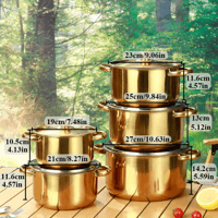 طقم أواني ذهبية من الفولاذ المقاوم للصدأ مكون من 4...