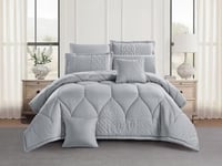 مفرش NORA صيفي مزدوج - 200×200 سم - 10 قطع - رمادي