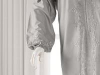 طقم شرشف صلاة مطرز مع سجادة - رمادي