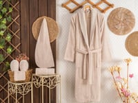 طقم روب إستحمام نسائي REYHAN قطن 6 قطع - بيج فاتح