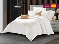 مفرش GISELLE قطن فاخر مطرز مزدوج - 200×200 سم - 10...