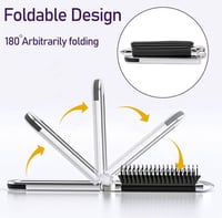 فرشاة شعر للسفر مع مرآة قابلة للطي بحجم الجيب،