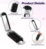 فرشاة شعر للسفر مع مرآة قابلة للطي بحجم الجيب،