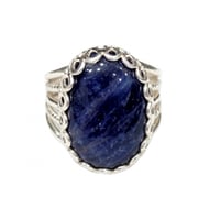 خااتم فضه ياقوت ازرق طبيعي جبلي (زفير ازرق جبلي )