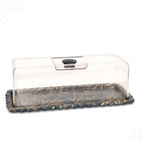 صحن كيك مستطيل بلاستيك