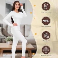 ملابس داخلية حرارية نسائية مبطنة بالصوف طبقة أساسي...