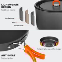 طقم أواني طبخ للتخييم والرحلات 15 قطعة خفيف ومتكام...