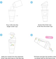 كوب إفطار TIKNAL CrunchMug محمول – كرانش كب للحبوب...