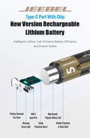 Jeebel JE-B380 AA Rechargeable Lithium Batteries -...