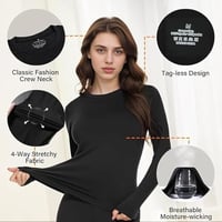 ملابس داخلية حرارية نسائية مبطنة بالصوف طبقة أساسي...